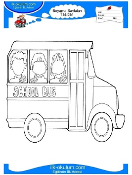 Çocuklar İçin Okul-Servisi Boyama Sayfaları 